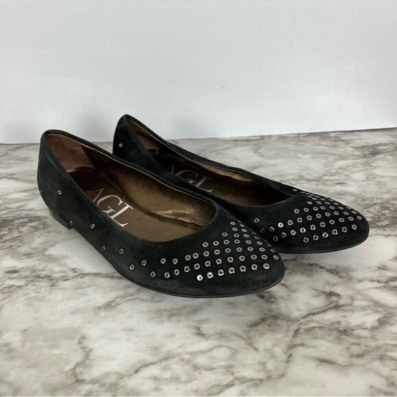 Attilio Giusti Leombruni AGL Flats with Grommet Detailing- Black- Size 6/36.5 - Picture 1 of 7